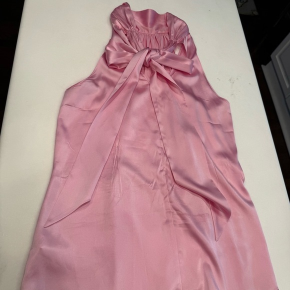 Ramy Brook Women’s Silk Sleeveless Halter Top Sz M Pink Bow Back - Picture 10 of 11